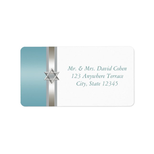 Etiqueta Teal Blue Star of David Address Labels (Frente)
