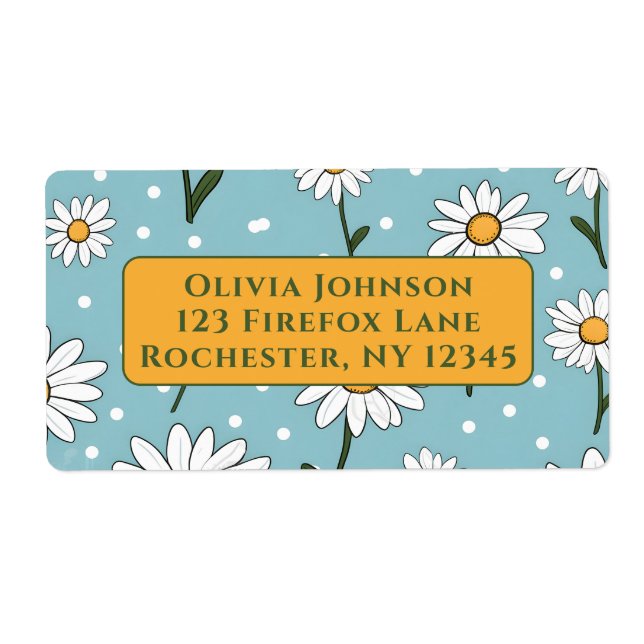 Etiqueta Teal Cute Daisy Flower Address Labels (Frente)