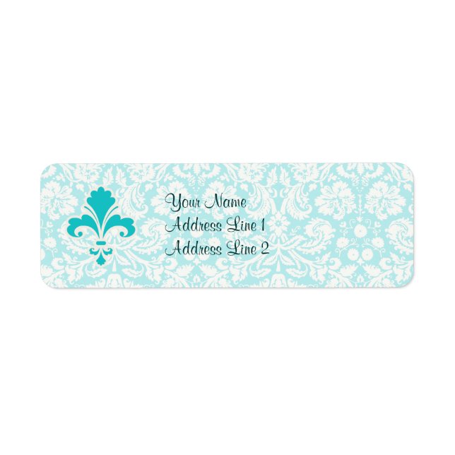 Etiqueta Teal Fleur de lis (Frente)