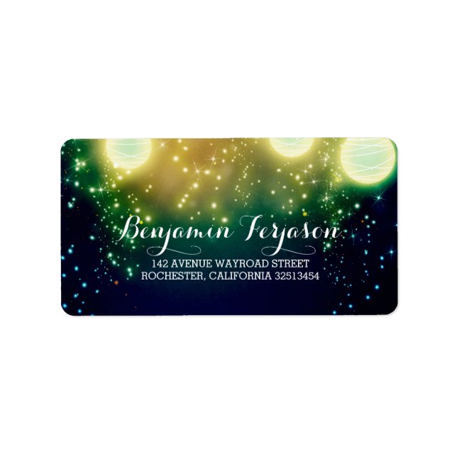 Etiqueta Teal Lantern Luz Casamento Romântico (Frente)