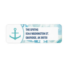 Etiqueta Teal Náutico Ancora e Bolha Costeira, Ameaçada De 