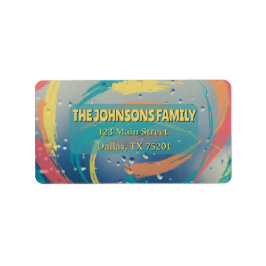 Etiqueta Teal, Orange, Yellow & Coral Return Address Label