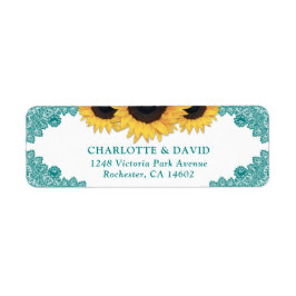 Etiqueta Teal Rustic Chic Sunflower Address