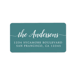 Etiqueta Teal Script Family Return Address Label