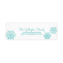 Etiqueta Teal Shimmering Chic Snowflake Foliday