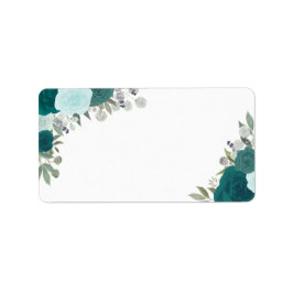 Etiqueta Teal Watercolor Rosa Vazio DIY Endereço de Casamen