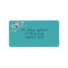 Etiqueta Teal Whisper Blooms Wedding Address
