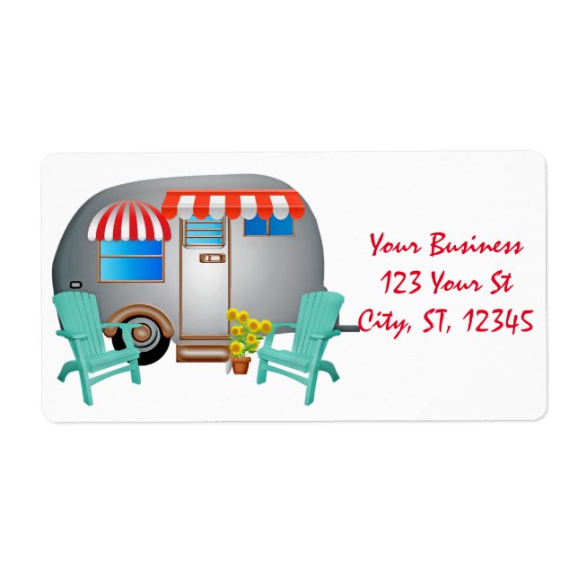 Etiqueta Teardrop Caravan Camper Thunder_Cove (Frente)