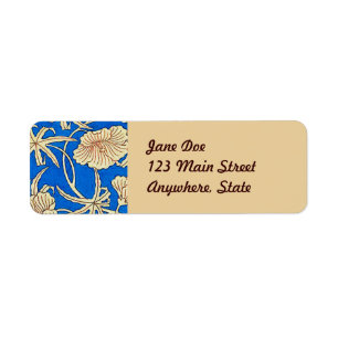 Etiqueta Tecido de seda japonês - azul e bege