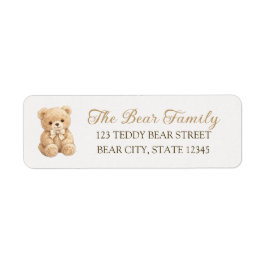 Etiqueta Teddy Bear Boho Baby Shower Return Address