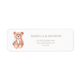 Etiqueta Teddy Bear Boy Classic Baby Shower Address