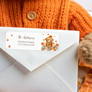 Etiqueta Teddy Bear & Pumpkins Chá de fraldas Return Addres