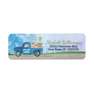 Etiqueta Teddy Bears Blue Truck Balloons