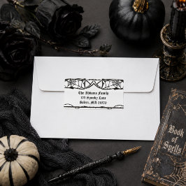 Etiqueta Teia de Aranha Gótica Personalizada de Halloween