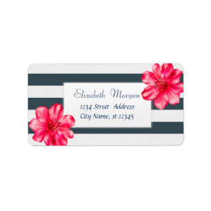 Etiqueta Tela tropical moderna, Marinho de Hibiscus Blue St