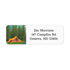 Etiqueta Tema de Acampamento | Tenda no Lago e Montanhas