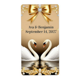 Etiqueta Tema de Casamento Cisne Dourado Romântico 💍