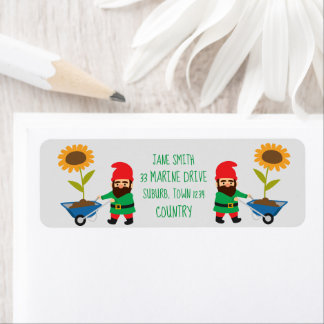 Etiqueta Tema de jardinagem bonitinha de gnomo do jardim