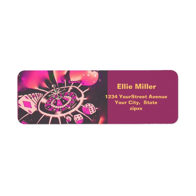 Etiqueta Tema de Jogo Casino Rosa (Frente)