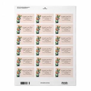 Etiqueta Tema do Deserto do Cactus Floral Sudoeste, Cor-de-