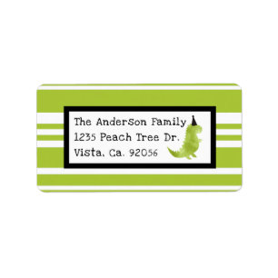 Etiqueta Tema pequeno verde e preto do tema do dinossauro