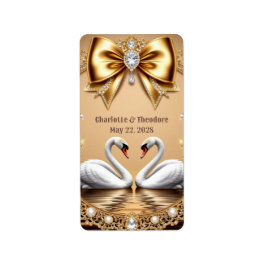 Etiqueta Tema Romântico de Casamento com Cisne Dourado 💎 �