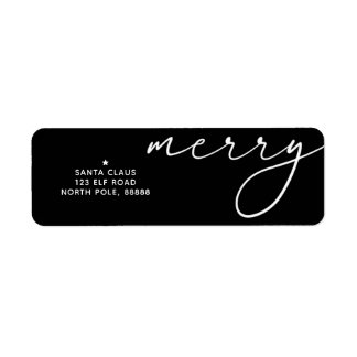 Etiqueta Temática de Natal Elegante e Alegre Preto