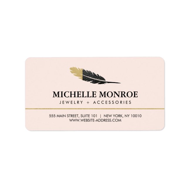 Etiqueta Tendência Dourada de Boho Designer Rosa (Frente)