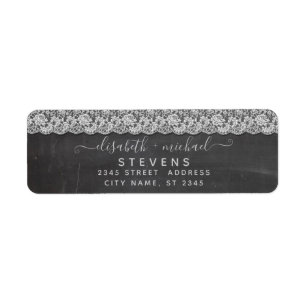 Etiqueta Tendy romântico com script chic lace chalkboard