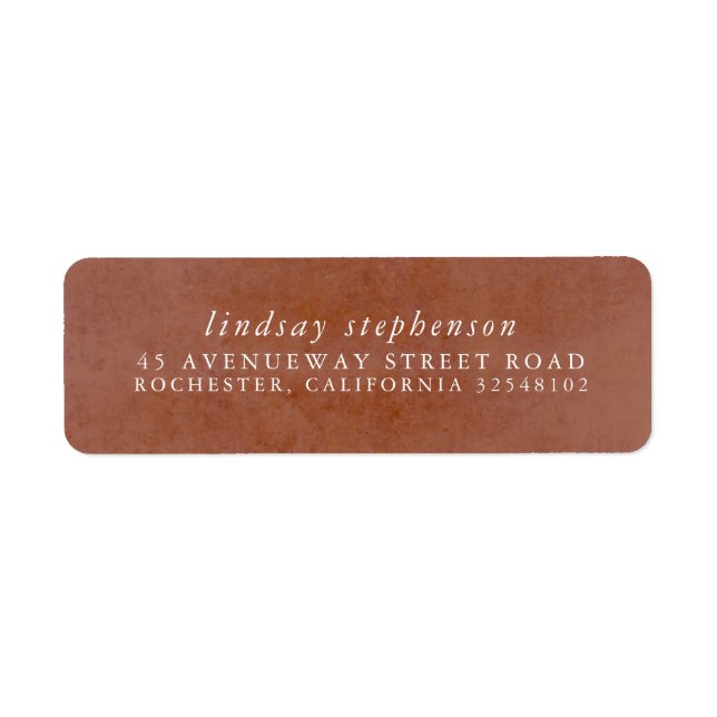 Etiqueta Terracota Laranja Ferrugem Textura Boho Verão (Frente)