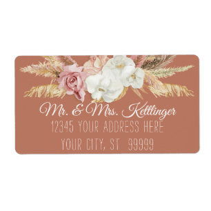 Etiqueta Terracotta Boho Pampas Palm Blush Verde Floral