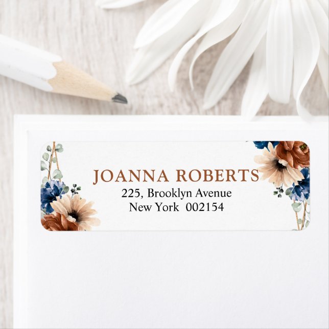 Etiqueta Terracotta Marinho Blue Greenery Casamento Geométr (Insitu)