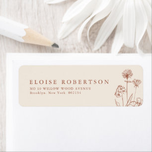 Etiqueta Terracotta Rustic Floral Fall Wildflower Address