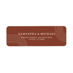 Etiqueta Terracotta Simple Line New Weds Endereço de casame