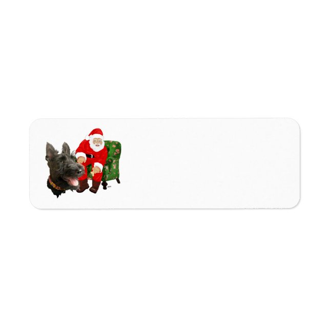 Etiqueta Terrier Escocês Feliz & Boneco de Neve (Frente)