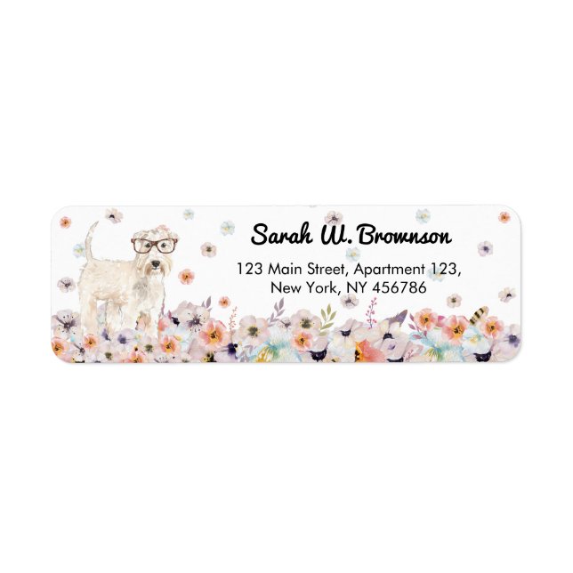 Etiqueta Terrier Irish Wheaten Dog - óculos retrógrados (Frente)