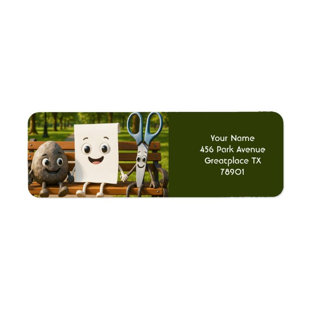Etiqueta Tesoura de Papel Fantasy Cute Rock (Frente)