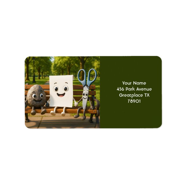 Etiqueta Tesoura de Papel Fantasy Cute Rock (Frente)