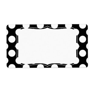 Etiqueta Teste padrão de bolinhas preto e branco à moda