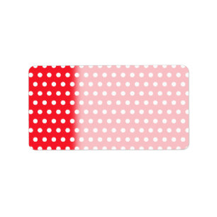 Etiqueta Teste padrão de bolinhas vermelho e branco.