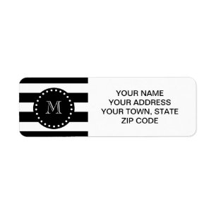 Etiqueta Teste padrão preto e branco das listras, monogram