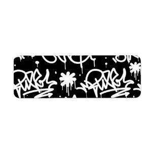 Etiqueta Teste padrão preto e branco dos grafites