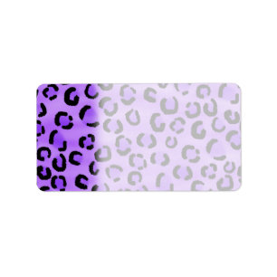 Etiqueta Teste padrão roxo do impressão do leopardo