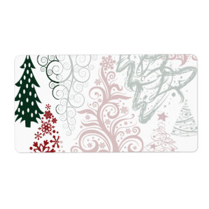 Etiqueta Teste padrão verde vermelho da árvore de Natal d