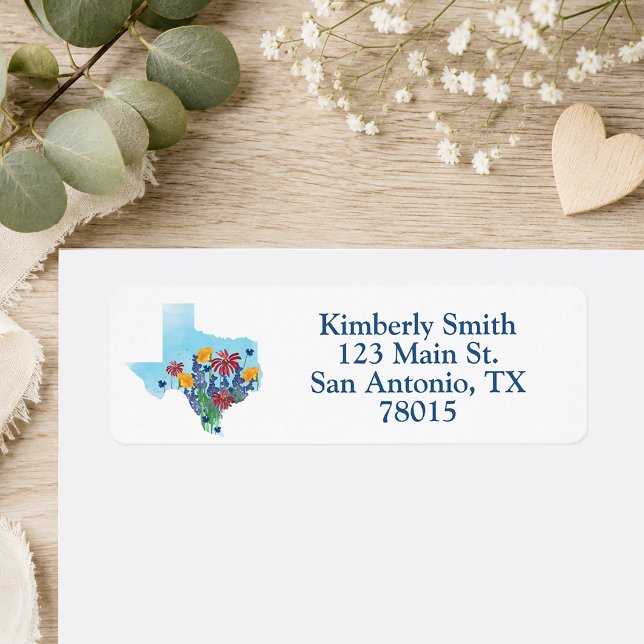 Etiqueta Texas Wildflower Return Address (Texas Wildflowers return address label)