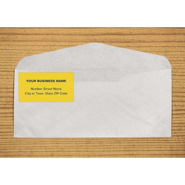 Etiqueta Texto Amarelo de Negócios de Envio Alinhado ao Cen (Center aligned plain text business yellow shipping label on envelope)