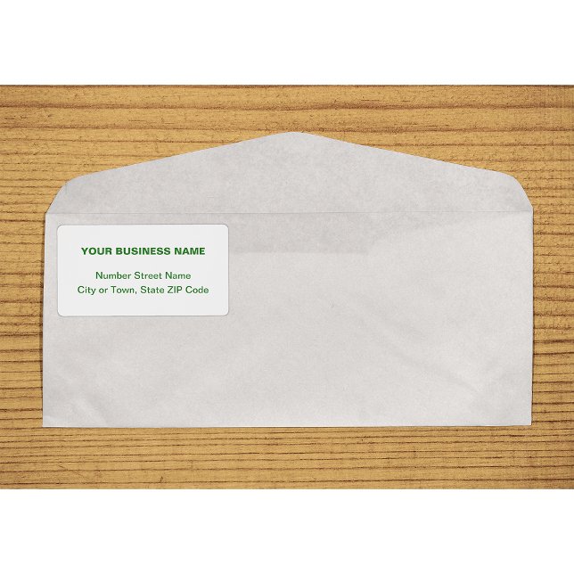 Etiqueta Texto Centralizado Baseado no Rótulo de Embarque V (Center aligned green plain text business shipping label on envelope)