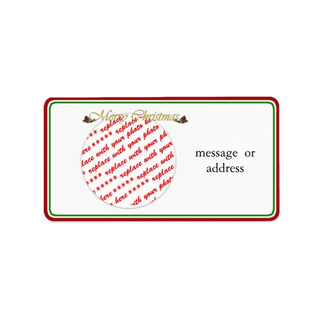 Etiqueta Texto de Natal Alegre com pinhas (Frente)