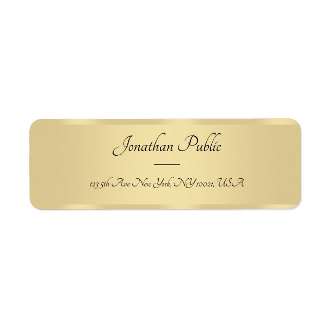 Etiqueta Texto de Script de Caligrafia Faux Dourado Modelo  (Frente)