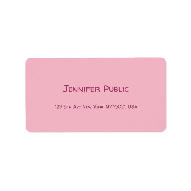 Etiqueta Texto de Script de Caligrafia Simples Rosa Elegant (Frente)